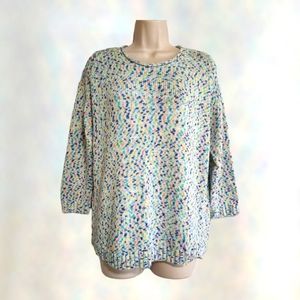 Talbots White Colorful Long Sleeve Sweater Medium